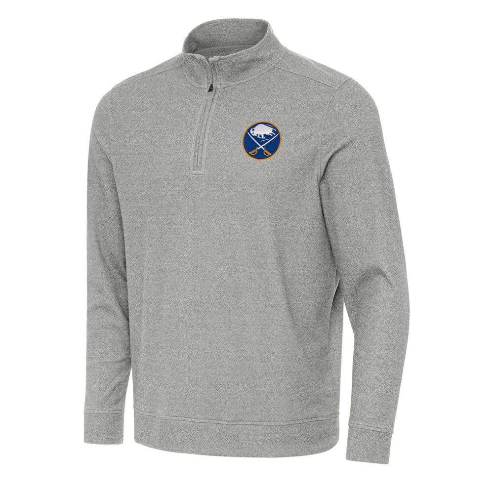 NHL Buffalo Sabres Antigua Subtle Quarter-Zip Sweatshirt - Heather Gray