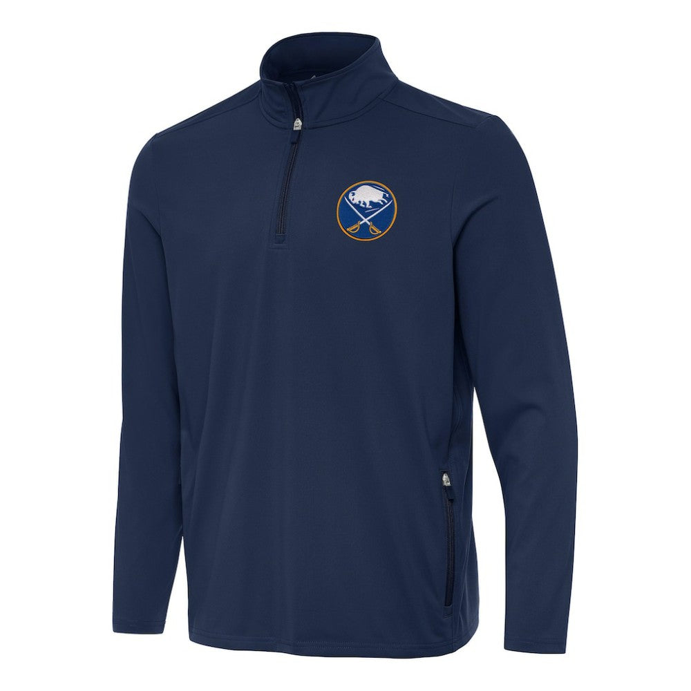 NHL Buffalo Sabres Antigua Perilous Quarter-Zip Sweatshirt - Navy