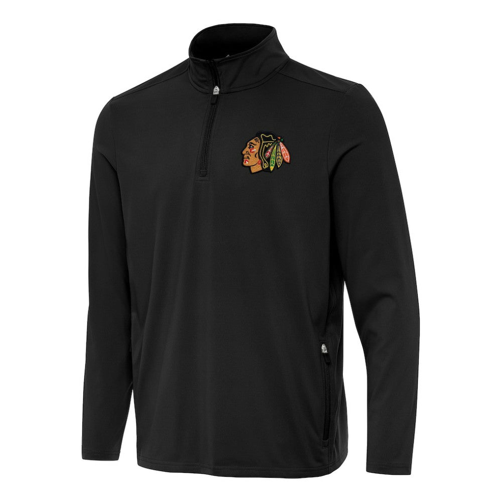 NHL Chicago Blackhawks Antigua Perilous Quarter-Zip Sweatshirt - Black