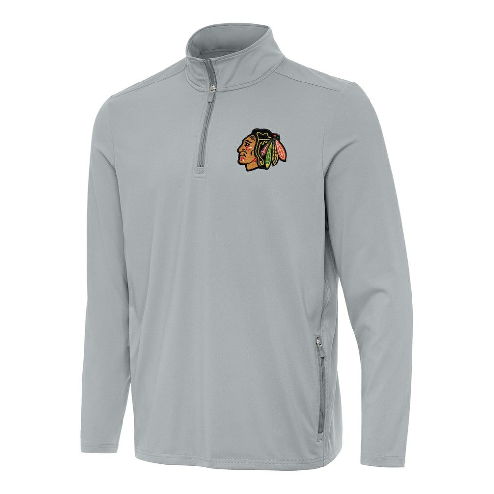 NHL Chicago Blackhawks Antigua Perilous Quarter-Zip Sweatshirt - Gray