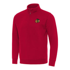NHL Chicago Blackhawks Antigua Victory Quarter-Zip Mock Sweatshirt - Red