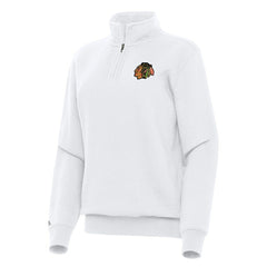 NHL Chicago Blackhawks Antigua Women's Victory Quarter-Zip Sweatshirt - White