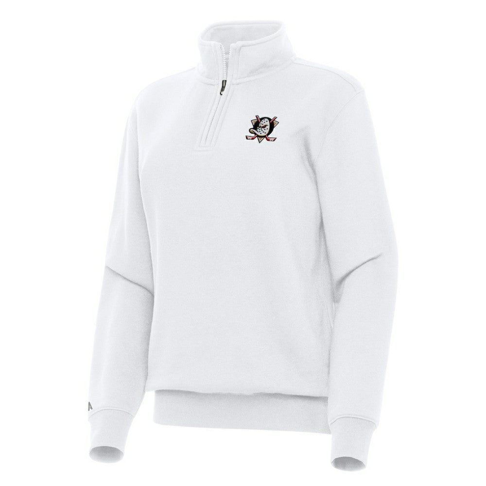 NHL Anaheim Ducks Antigua Women's Victory Quarter-Zip Sweatshirt - White