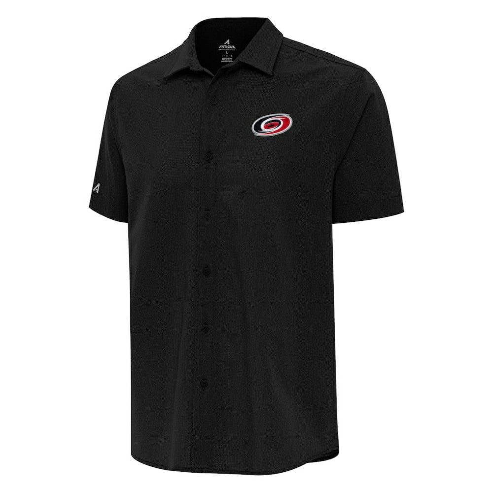 NHL Carolina Hurricanes Antigua Activate Woven Short Sleeve Button-Up Shirt - Black