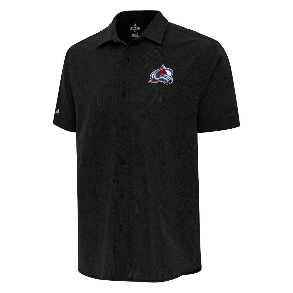 NHL Colorado Avalanche Antigua Activate Woven Short Sleeve Button-Up Shirt - Black