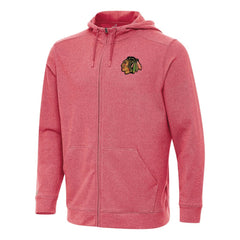 NHL Chicago Blackhawks Antigua Effortless Full-Zip Hoodie Jacket - Heather Red