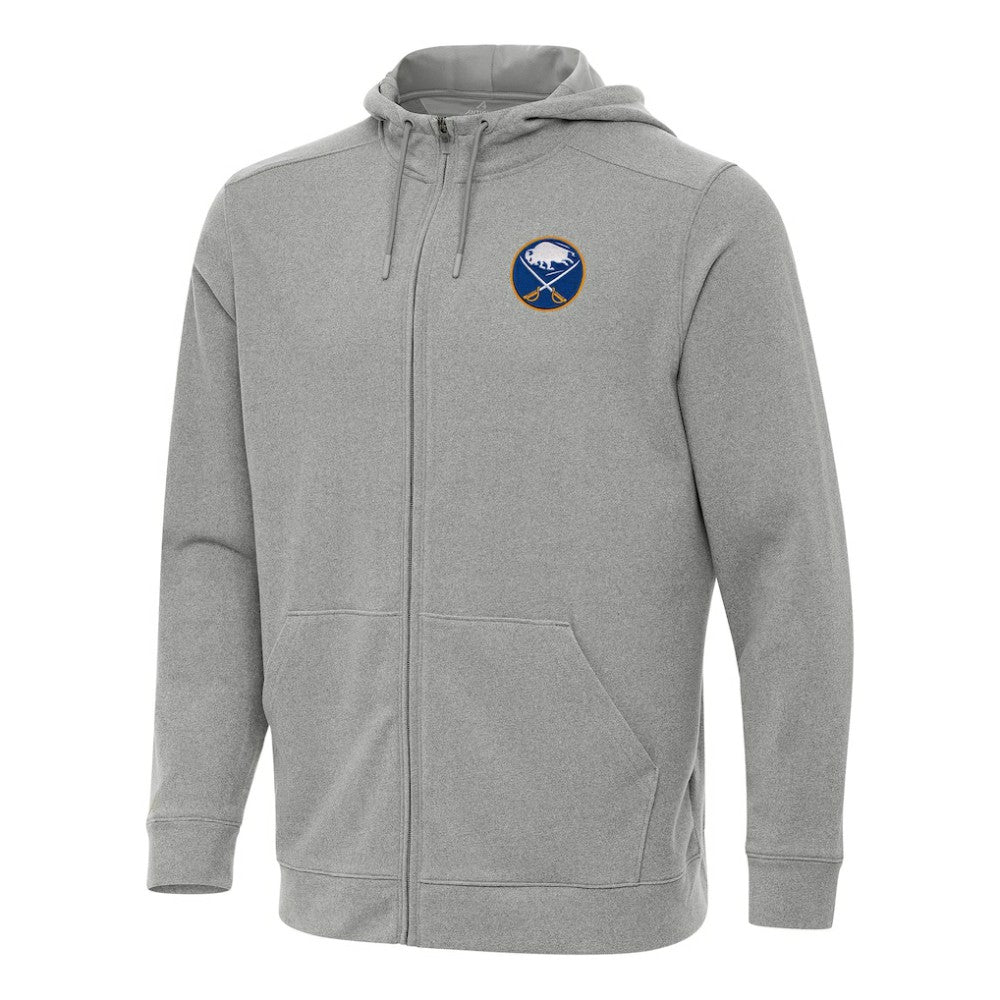 NHL Buffalo Sabres Antigua Effortless Full-Zip Hoodie Jacket - Heather Gray
