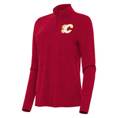NHL Calgary Flames Antigua Women's Bright Quarter-Zip Top - Heather Red