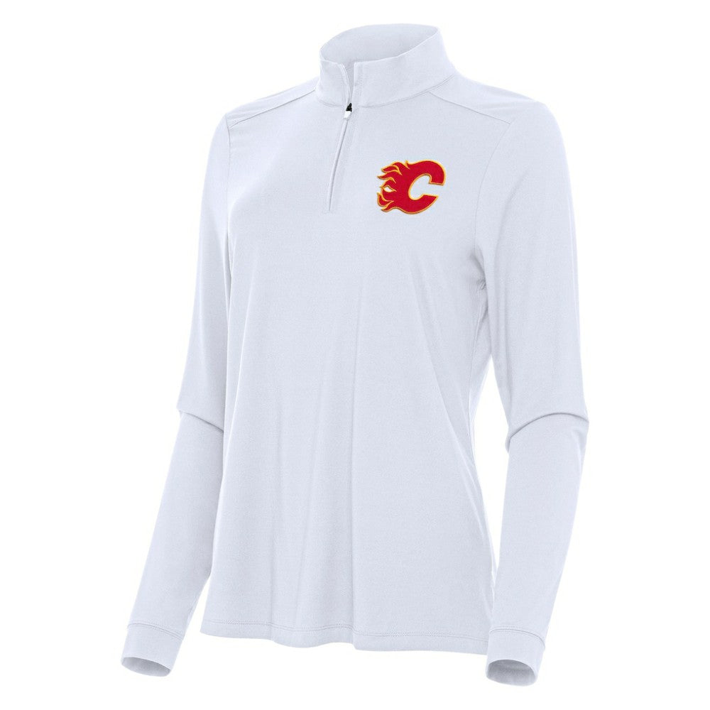 NHL Calgary Flames Antigua Women's Intent Quarter-Zip Top - White