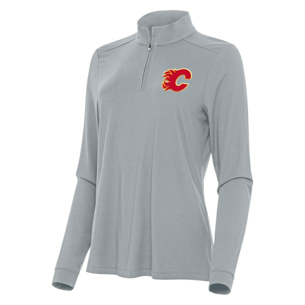NHL Calgary Flames Antigua Women's Intent Quarter-Zip Top - Gray