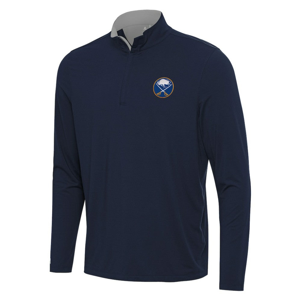NHL Buffalo Sabres Antigua Content Quarter-Zip Pullover Top - Navy/Gray