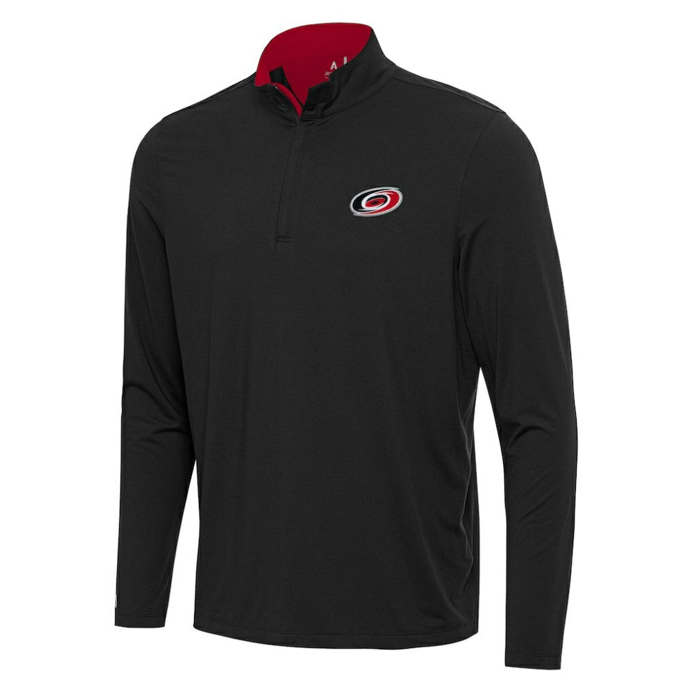 NHL Carolina Hurricanes Antigua Content Quarter-Zip Pullover Top - Black/Red