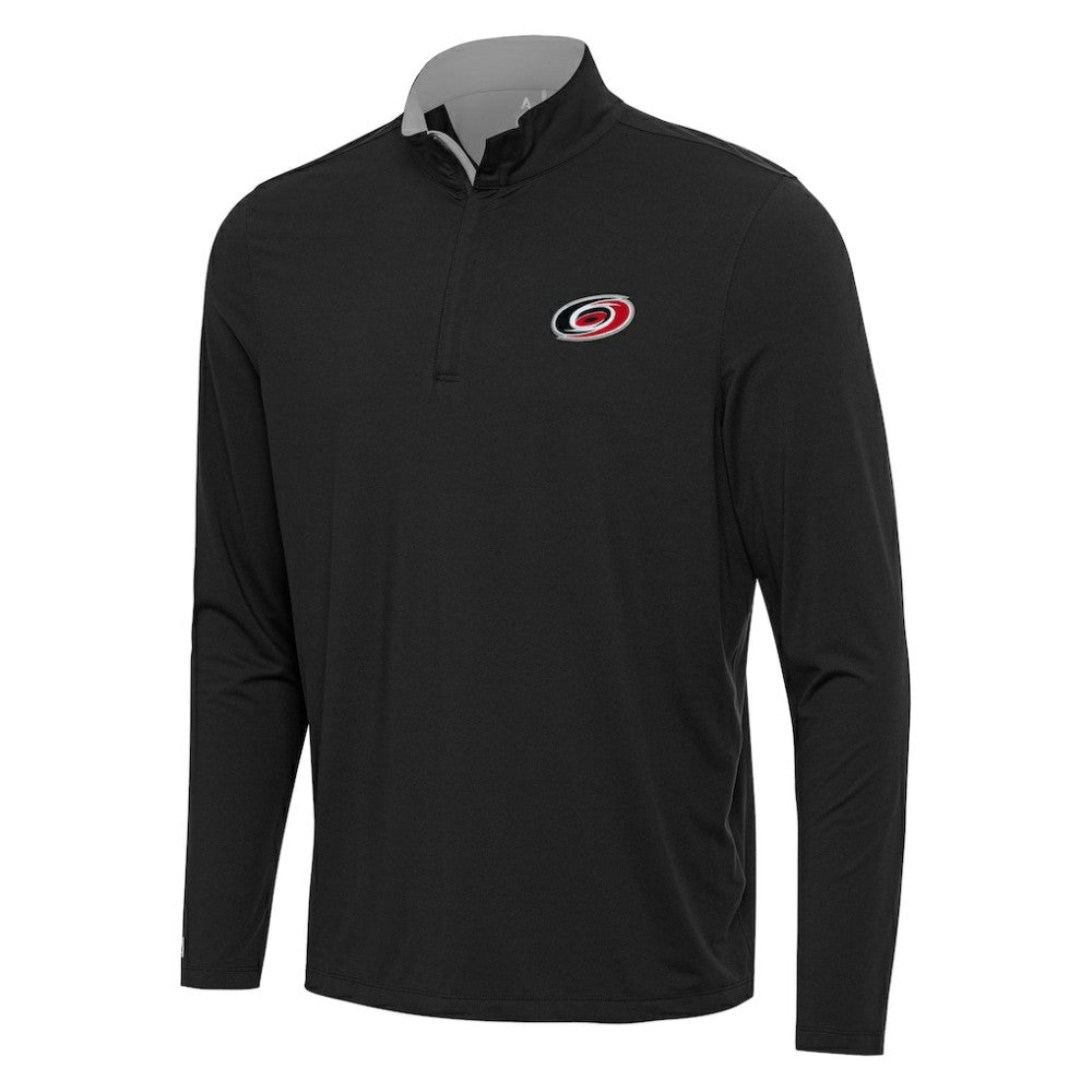 NHL Carolina Hurricanes Antigua Content Quarter-Zip Pullover Top - Black/Gray
