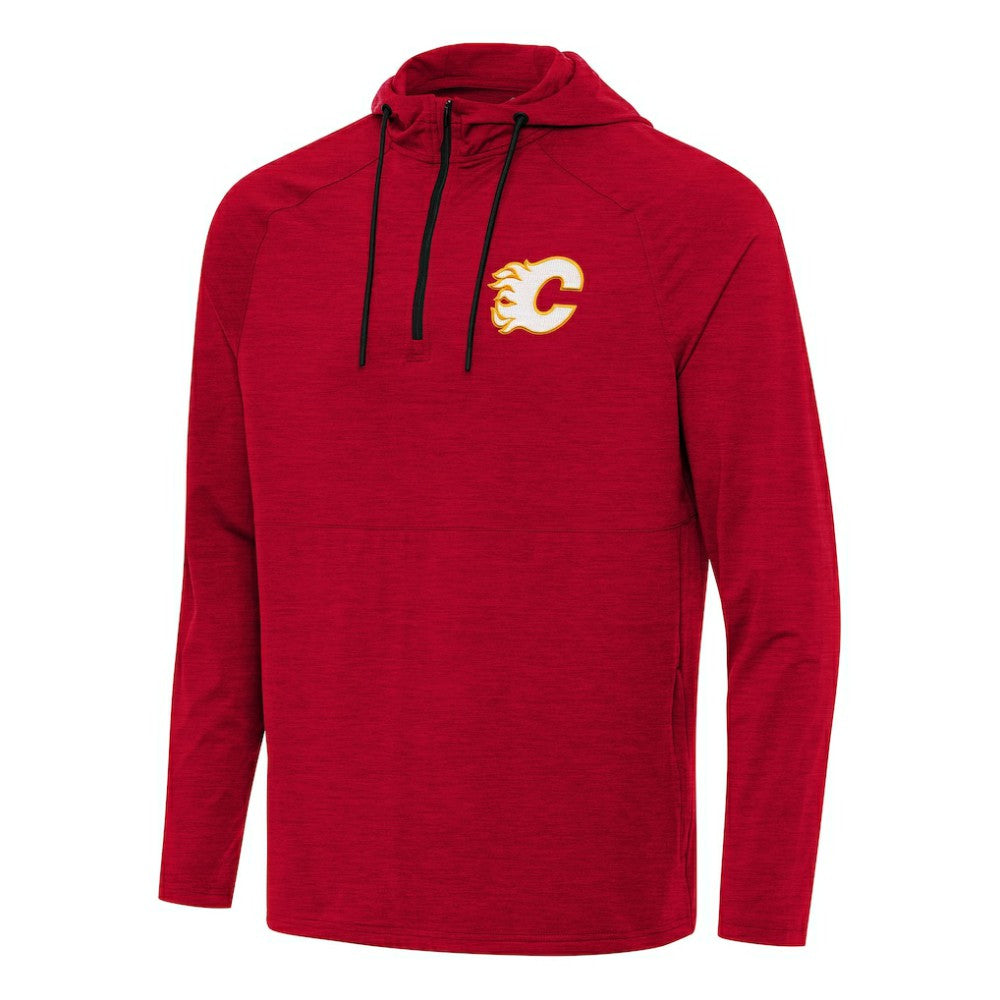 NHL Calgary Flames Antigua Spikes Quarter-Zip Hoodie - Heather Red