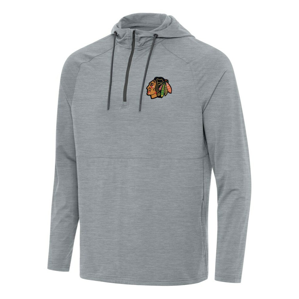 NHL Chicago Blackhawks Antigua Spikes Quarter-Zip Hoodie - Heather Gray