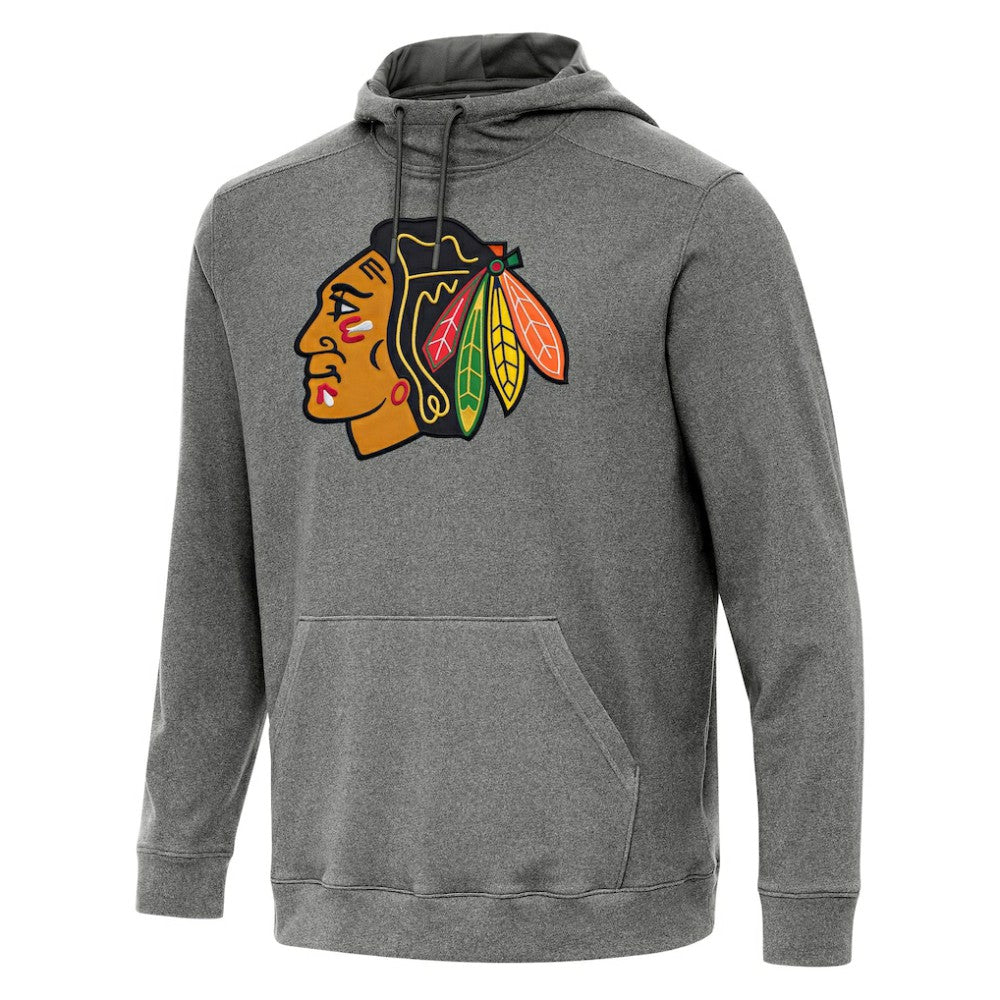 NHL Chicago Blackhawks Antigua Cloud Pullover Hoodie - Heather Black