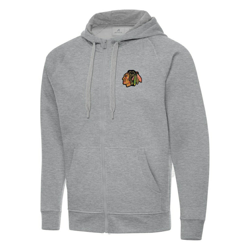 NHL Chicago Blackhawks Antigua Big & Tall Victory Full-Zip Hoodie - Heather Gray