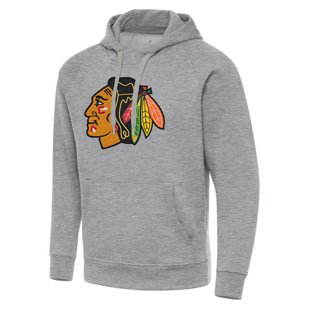 NHL Chicago Blackhawks Antigua Big & Tall Victory Pullover Hoodie - Heather Gray