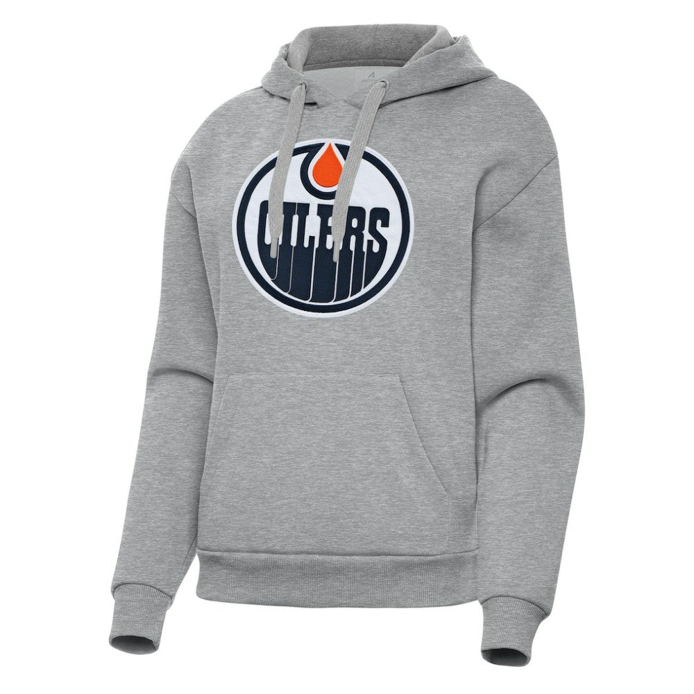 NHL Edmonton Oilers Antigua Women's Victory Pullover Hoodie - Heather Gray