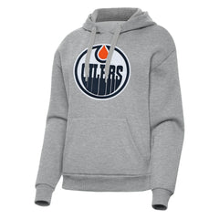 NHL Edmonton Oilers Antigua Women's Victory Pullover Hoodie - Heather Gray