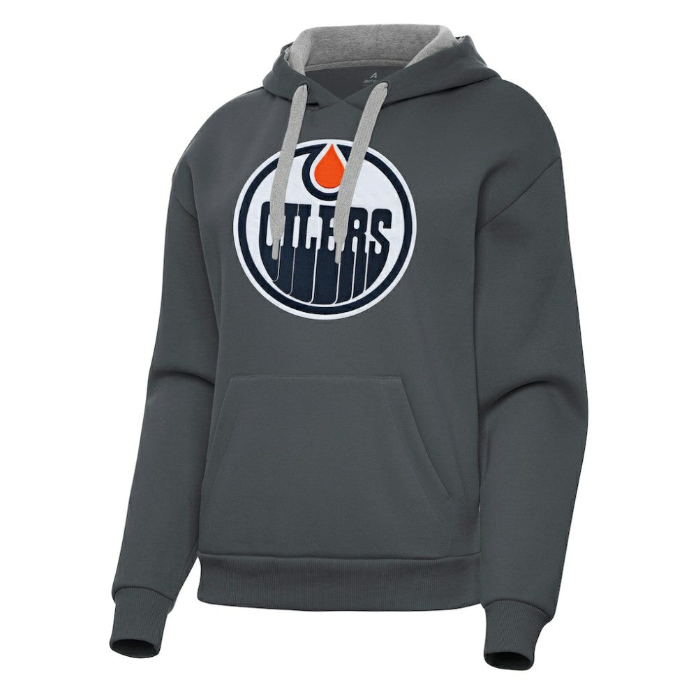 NHL Edmonton Oilers Antigua Women's Victory Pullover Hoodie - Charcoal