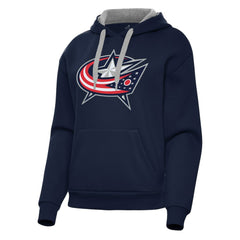 NHL Columbus Blue Jackets Antigua Women's Victory Pullover Hoodie - Navy