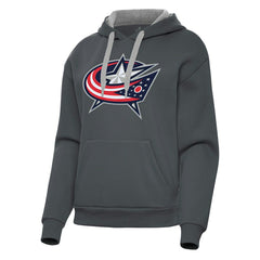 NHL Columbus Blue Jackets Antigua Women's Victory Pullover Hoodie - Charcoal