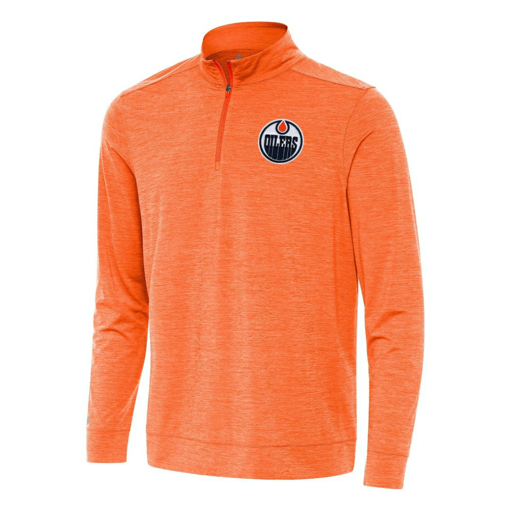 NHL Edmonton Oilers Antigua Bright Quarter-Zip Top - Heather Orange