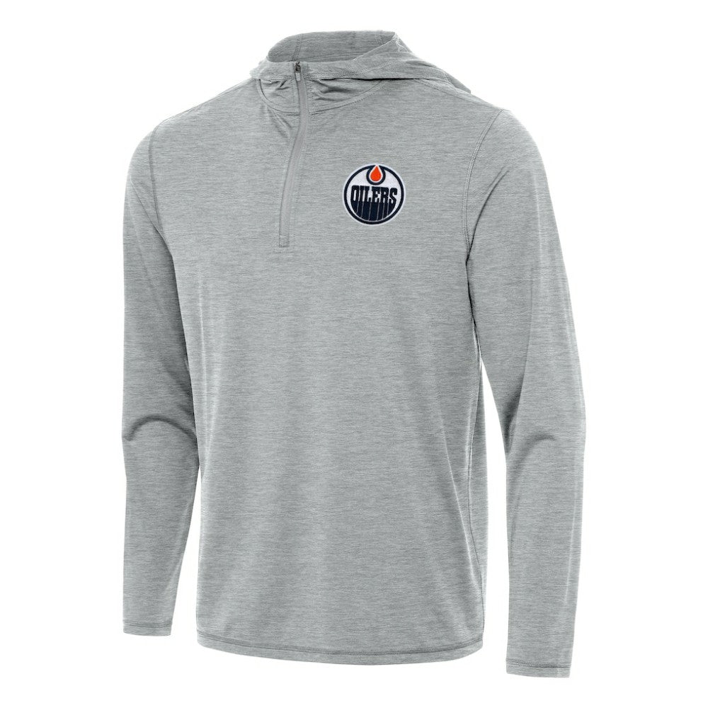 NHL Edmonton Oilers Antigua Tidy Quarter-Zip Hoodie - Heather Gray