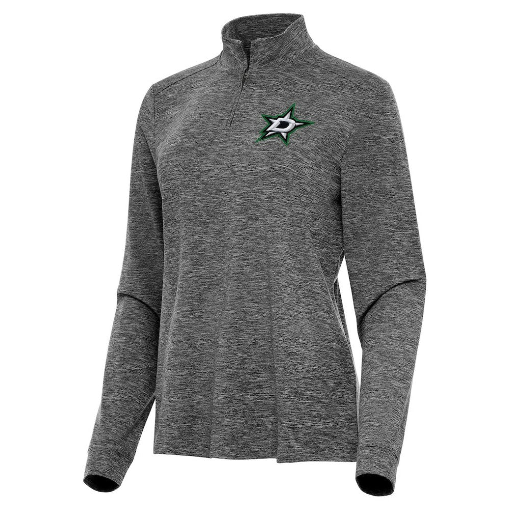 NHL Dallas Stars Antigua Women's Mentor Quarter-Zip Mock Long Sleeve Top - Heather Black