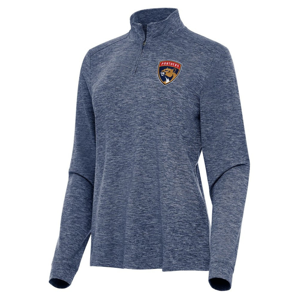 NHL Florida Panthers Antigua Women's Mentor Quarter-Zip Mock Long Sleeve Top - Heather Navy