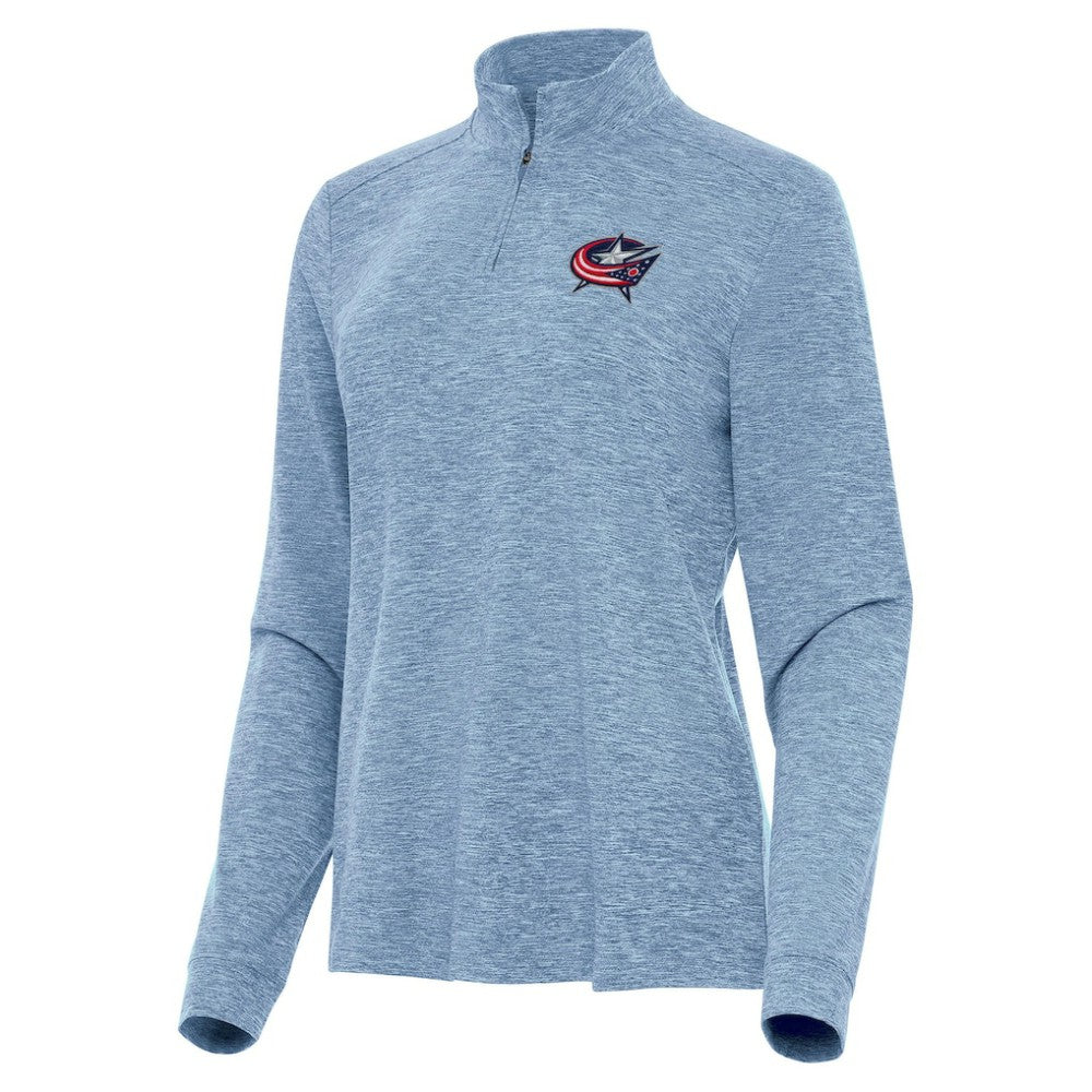NHL Columbus Blue Jackets Antigua Women's Mentor Quarter-Zip Mock Long Sleeve Top - Heather Aqua