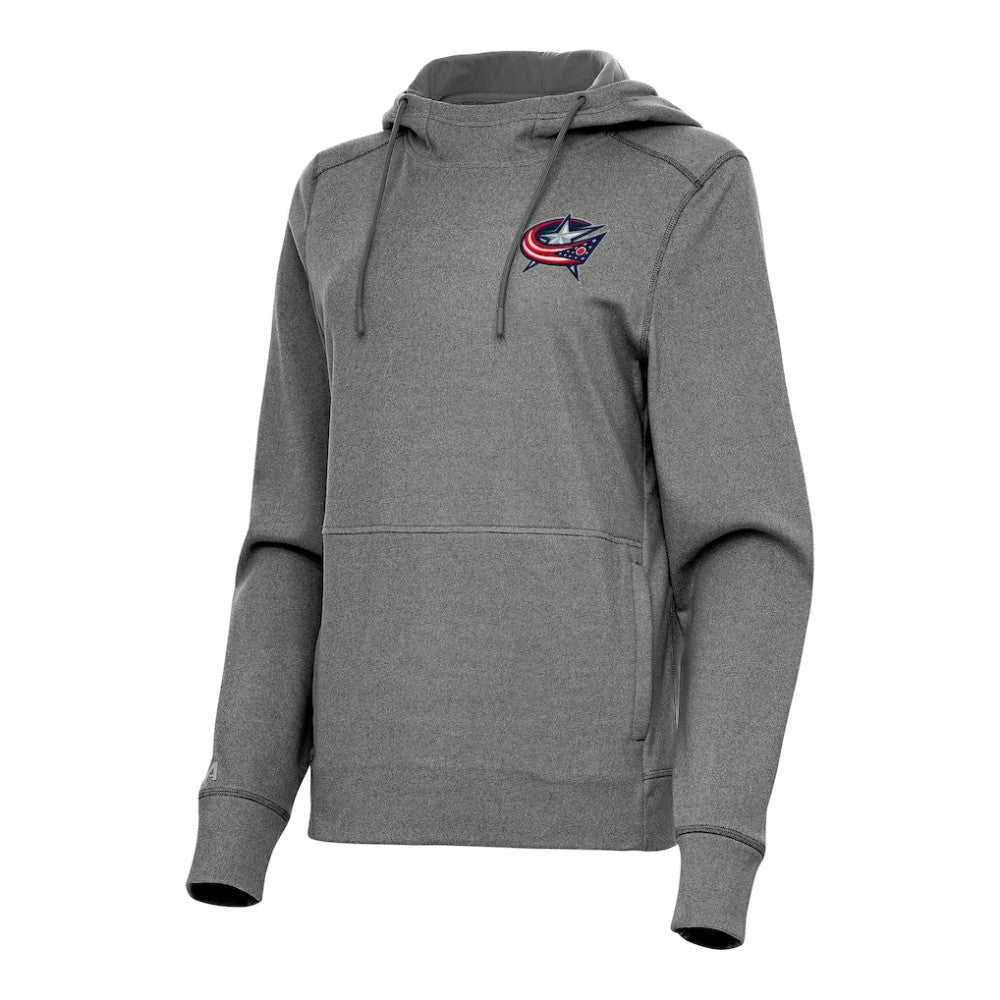 NHL Columbus Blue Jackets Antigua Women's Justice Pullover Hoodie - Heather Black