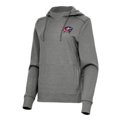 NHL Columbus Blue Jackets Antigua Women's Justice Pullover Hoodie - Heather Black
