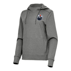 NHL Edmonton Oilers Antigua Women's Justice Pullover Hoodie - Heather Black