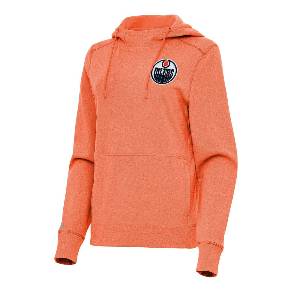 NHL Edmonton Oilers Antigua Women's Justice Pullover Hoodie - Heather Orange