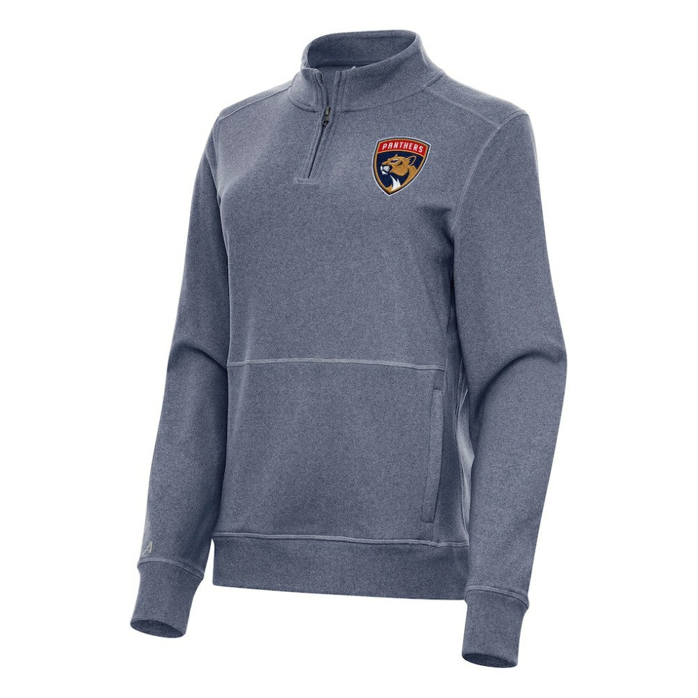 NHL Florida Panthers Antigua Women's Crush Quarter-Zip Fleece Sweatshirt - Heather Navy