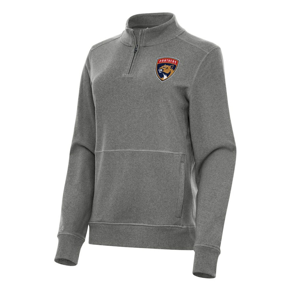 NHL Florida Panthers Antigua Women's Crush Quarter-Zip Fleece Sweatshirt - Heather Black