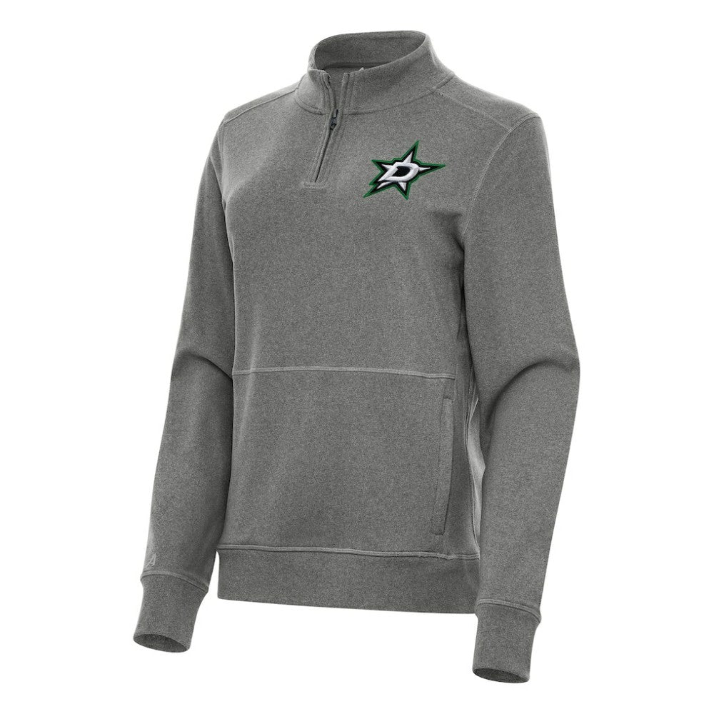 NHL Dallas Stars Antigua Women's Crush Quarter-Zip Fleece Sweatshirt - Heather Black