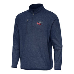 NHL Columbus Blue Jackets Antigua Certain Quarter-Zip Tri-Blend Sweatshirt - Heather Navy