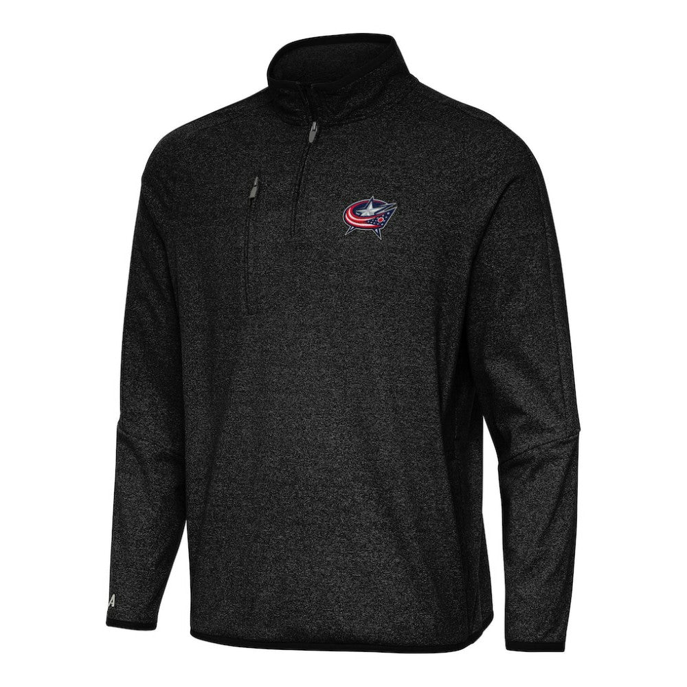 NHL Columbus Blue Jackets Antigua Certain Quarter-Zip Tri-Blend Sweatshirt - Heather Black