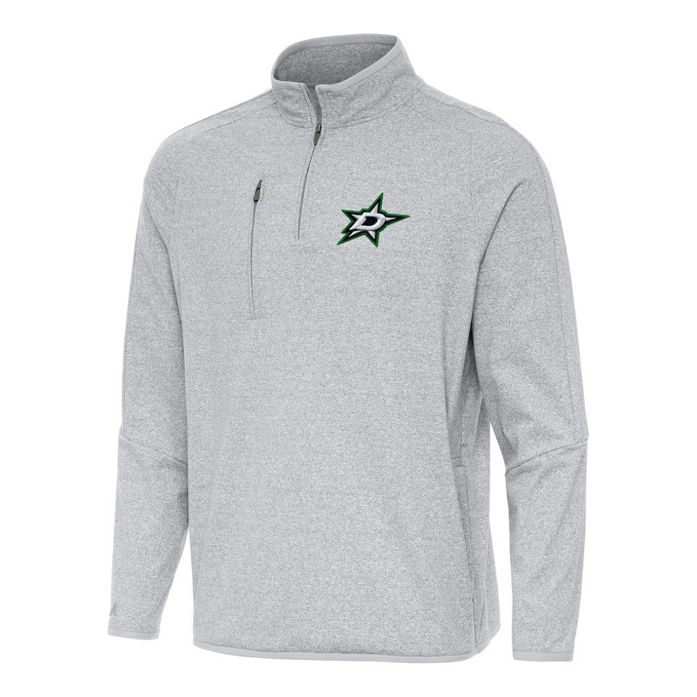 NHL Dallas Stars Antigua Certain Quarter-Zip Tri-Blend Sweatshirt - Heather Gray