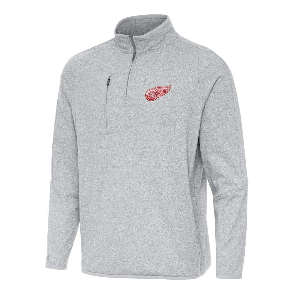 NHL Detroit Red Wings Antigua Certain Quarter-Zip Tri-Blend Sweatshirt - Heather Gray