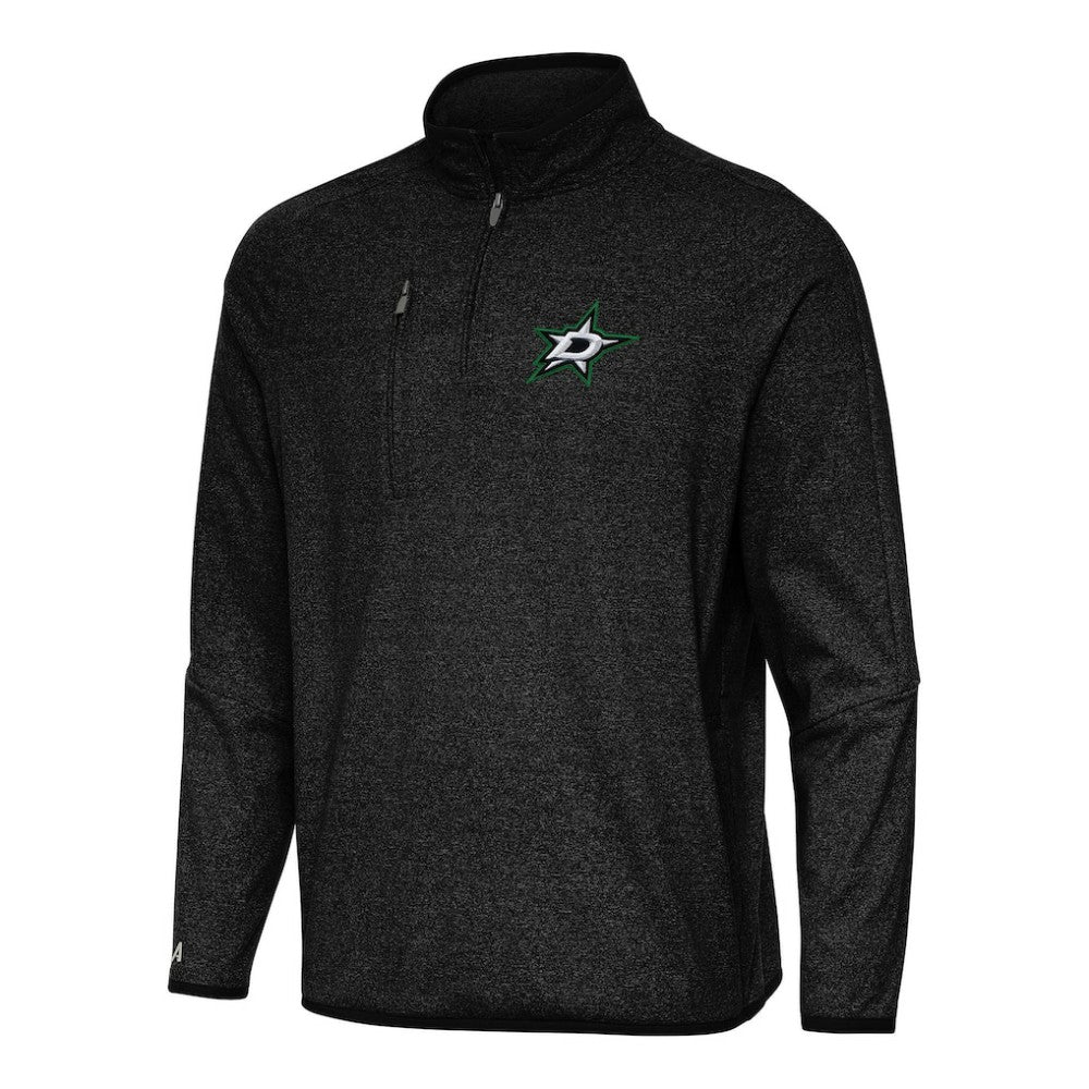 NHL Dallas Stars Antigua Certain Quarter-Zip Tri-Blend Sweatshirt - Heather Black