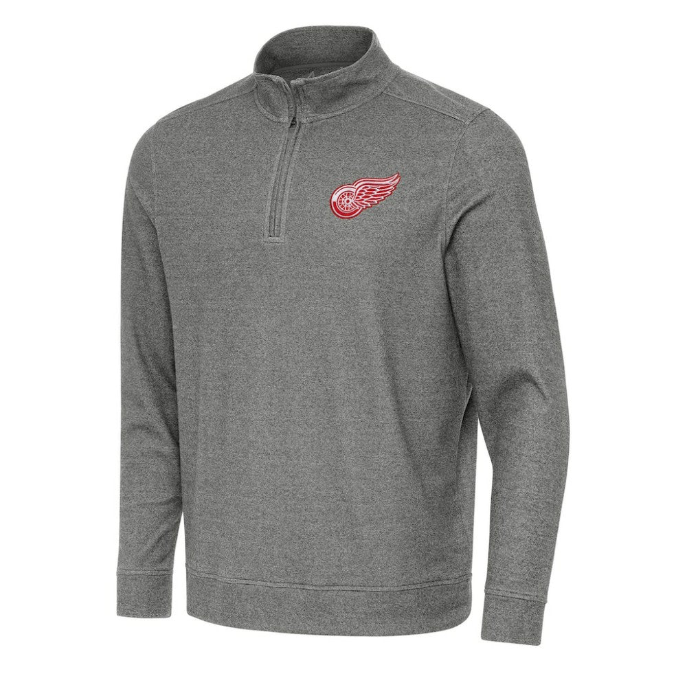NHL Detroit Red Wings Antigua Subtle Quarter-Zip Sweatshirt - Heather Black