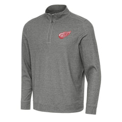 NHL Detroit Red Wings Antigua Subtle Quarter-Zip Sweatshirt - Heather Black
