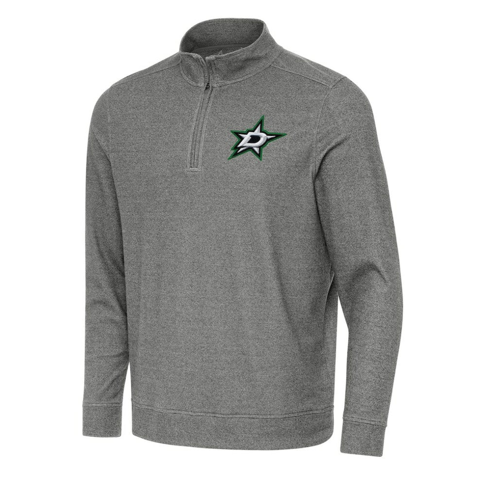NHL Dallas Stars Antigua Subtle Quarter-Zip Sweatshirt - Heather Black