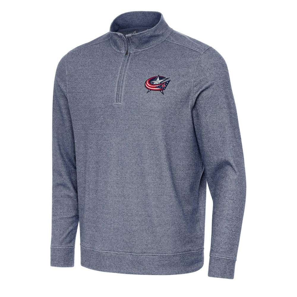 NHL Columbus Blue Jackets Antigua Subtle Quarter-Zip Sweatshirt - Heather Navy