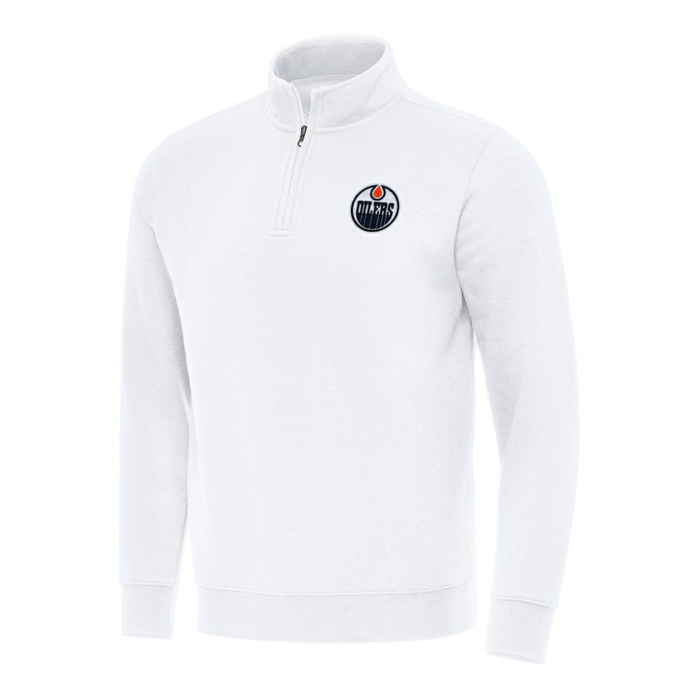 NHL Edmonton Oilers Antigua Victory Quarter-Zip Mock Sweatshirt - White