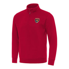 NHL Florida Panthers Antigua Victory Quarter-Zip Mock Sweatshirt - Red